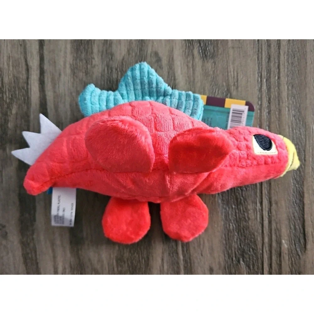Bark Box S Stella Stegosaurus Plush Dog Toy Crinkle Squeaker Red Dinosaur NWT